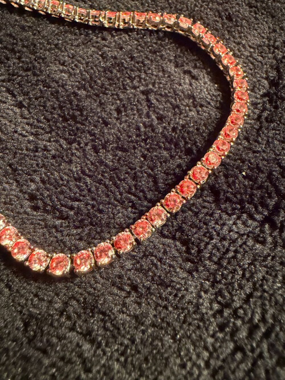 Light Pink Round Stone Tennis Necklace